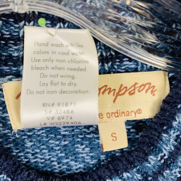 Norm Thompson Embroidered Cardigan Sweater Small Blue Button Up Winter Layering - Picture 10 of 16